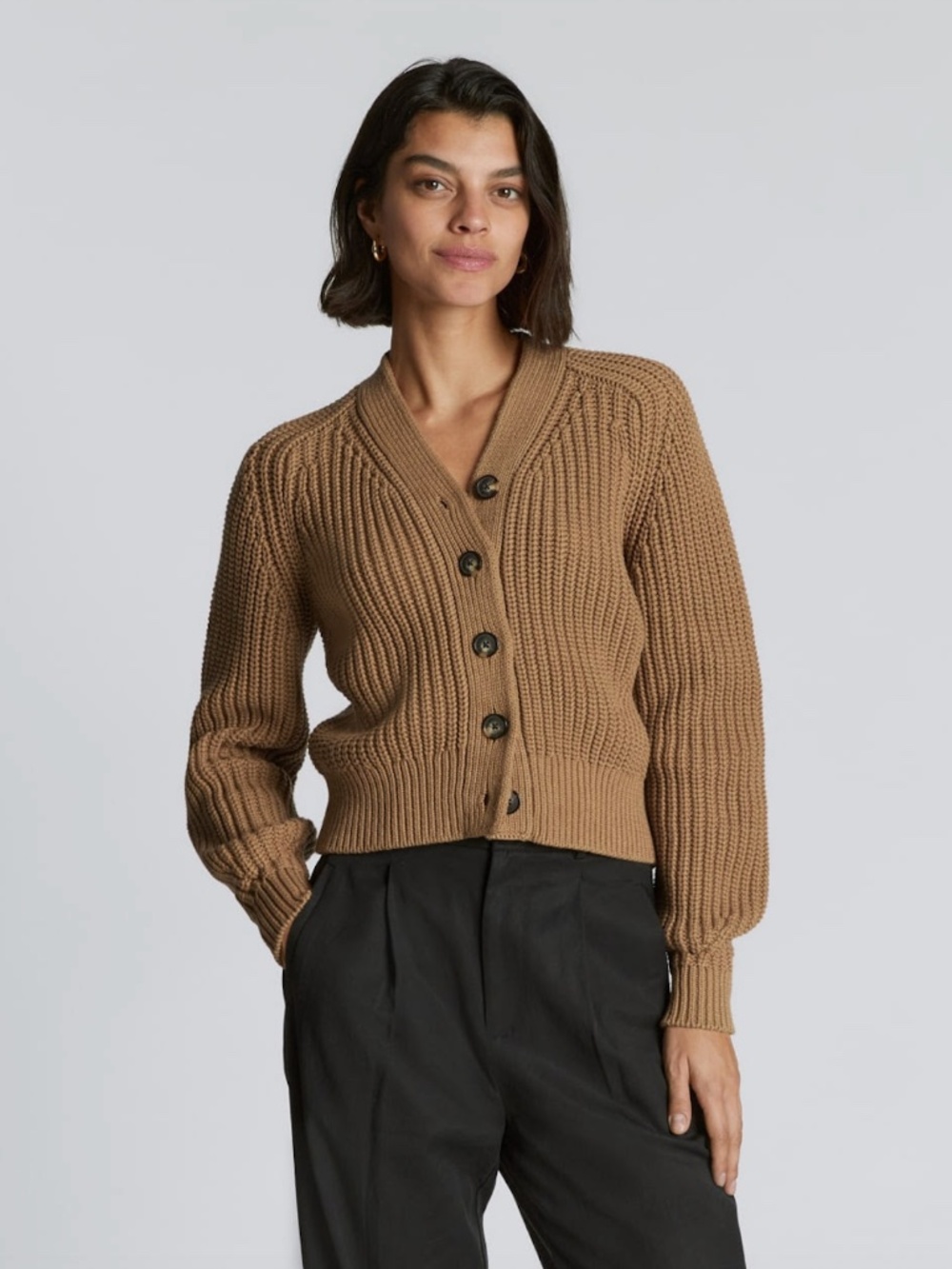 Everlane Women's The Texture Cotton Cardigan - Cappuccino (Tan) - Size L